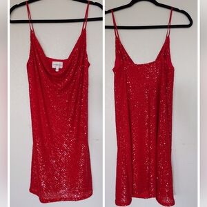 LAVENDER BROWN Sequin Cowl-neck Mini Dress